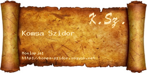 Komsa Szidor névjegykártya